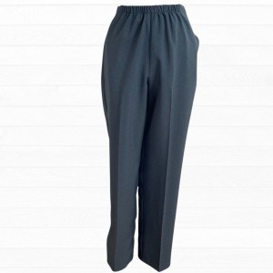 Pantalon adapté polyester bleu denim pour femme avec ouverture aux côtés