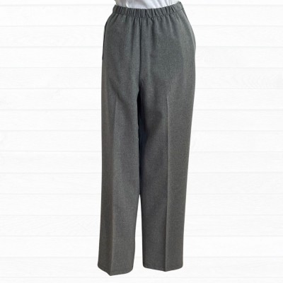 Pantalon adapté polyester gris chiné pour femme à ouvertures aux côtés