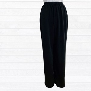 Pantalon adapté tricot de coton noir pour femme à ouvertures aux côtés