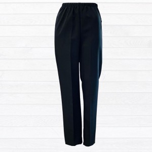 Pantalon adapté polyester noir pour femme à ouvertures aux côtés