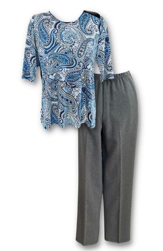Haut motifs paisley avec pantalon adapté gris