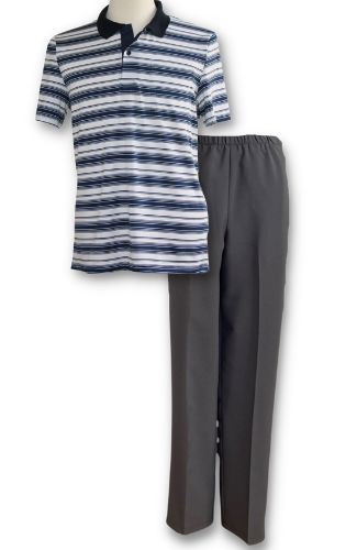 Polo ligné avec pantalon adapté gris foncé